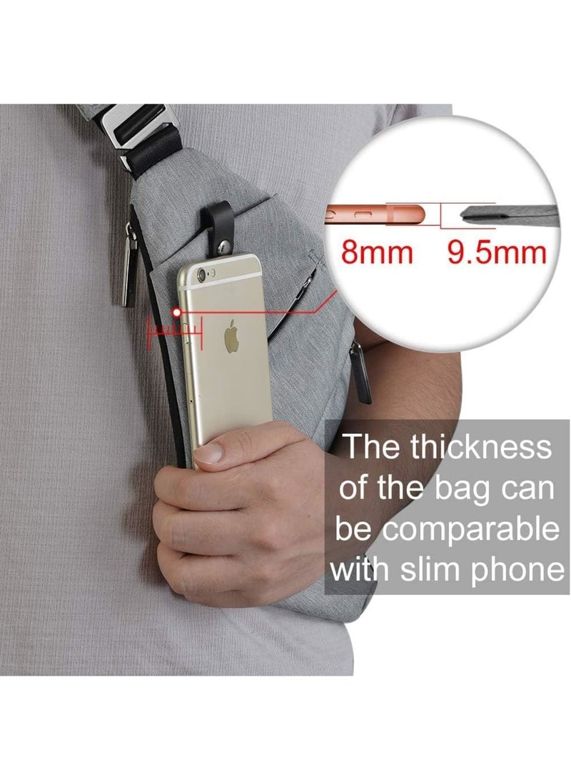 SYOSI Anti-theft Men's Sling Crossbody Bag - Lightweight Shoulder Travel Bag with Casual Design - Secure & Stylish for Everyday Use(Grey) - Image 5
